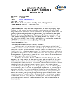 EAS 201: EARTH SCIENCE I Winter 2017