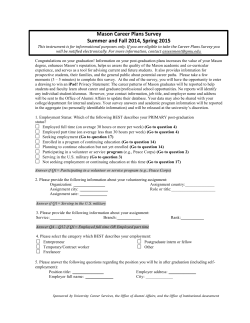 Mason Career Plans Survey Summer and Fall 2014, Spring 2015