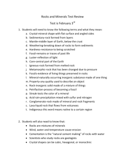 Rocks and Minerals Test Review Test is February 3