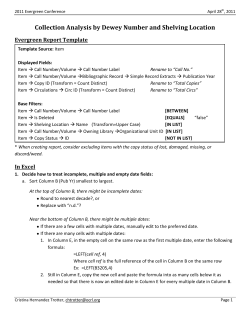 Collection Analysis by Dewey Number and Shelving Location
