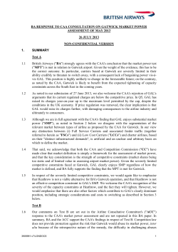BA RESPONSE TO CAA CONSULTATION ON GATWICK MARKET