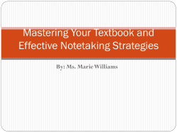 Mastering Your Textbook and Effective Note