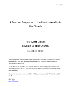 Pastoral Response to the Homosexuality in the