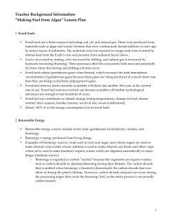 Teacher Background Information &ldquo;Making Fuel from Algae&rdquo; Lesson