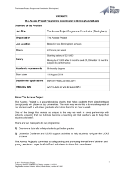 The Access Project Programme Coordinator in Birmingham Schools