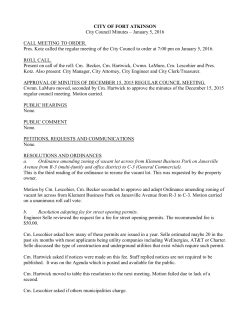 CITY OF FORT ATKINSON City Council Minutes &ndash; January 5, 2016