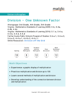 Division &ndash; One Unknown Factor