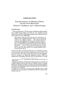 The Economics Of Minimum Wage Legislation Revisited