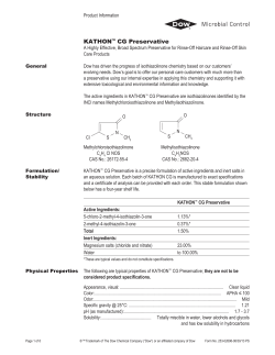 KATHON&trade; CG Preservative - The DOW Chemical Company