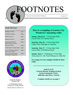 Here is a sampling of Garden City Wanderers` upcoming walks