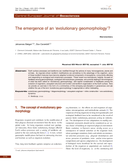 The emergence of an `evolutionary geomorphology`?