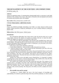 THE DEVELOPMENT OF THE SCIENTIFIC AND COMMON TERM