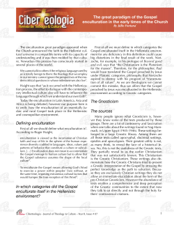 The great paradigm of the Gospel enculturation in