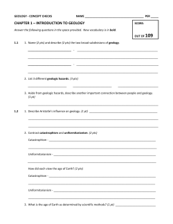 CHAPTER 1 &ndash; INTRODUCTION TO GEOLOGY
