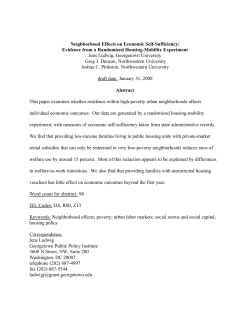 Neighborhood Effects on Economic Self-Sufficiency