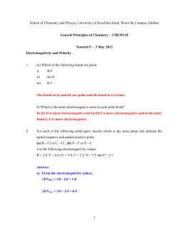 Chem 110 (2013)Tutorial 9 Solutions