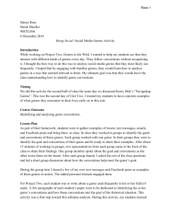 Social Media Genres Activity Introduction While working on