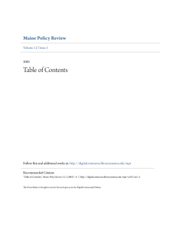 Table of Contents - DigitalCommons@UMaine
