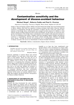 Contamination sensitivity and the development of disease