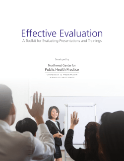 Effective Evaluation - Northwest Center for Public Health Practice