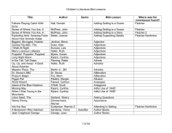 Children`s Literature Mini-Lessons 1 of 53 Title Author Genre Mini