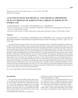 ANALYSIS OF SELECTED PHYSICAL AND CHEMICAL