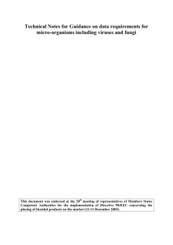 Technical Notes for Guidance on data requirements for