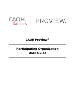 CAQH ProView Participating Organization User Guide
