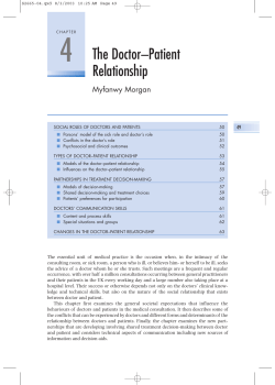 4 The Doctor&ndash;Patient Relationship