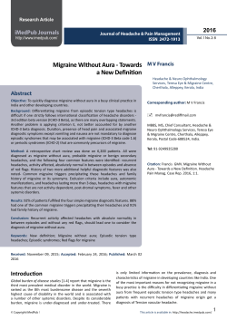 Migraine Without Aura - Towards a New Definition Abstract