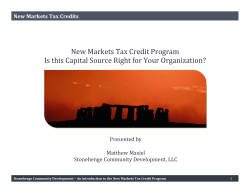 New Markets Tax Credits