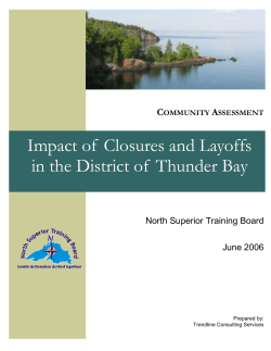 Impact of Closures and Layoffs in the District of Thunder Bay