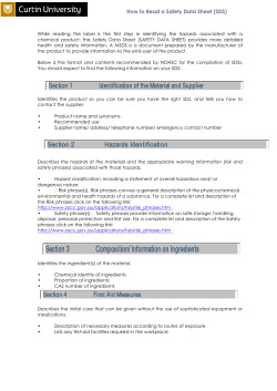 How to read an MSDS - Health, Safety and Emergency Management