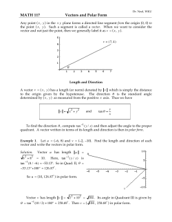 MATH 117 Vectors and Polar Form