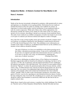 Subjective Media: A Historic Context for New Media in Art