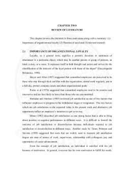 Factors that affect employment loyalty to an organization : a study of