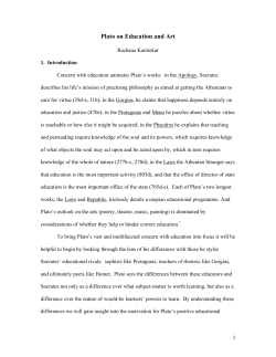 Plato on Education and Art