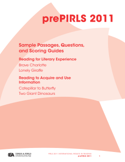 prePIRLS 2011 - TIMSS and PIRLS