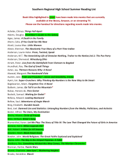 Southern Regional High School Summer Reading List