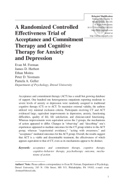 A Randomized Controlled Effectiveness Trial Of