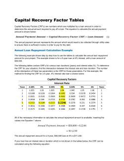 Capital Recovery Factor Tables