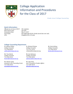 College Application Information and Procedures for the Class of 2017