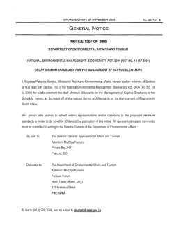 Minimum standards for management of captive elephants