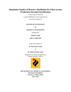 Simulation Studies of Reactive Distillation for Ethyl acetate