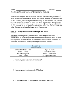 Building an Understanding of Dimensional Analysis