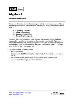 Algebra 2 - Expanding brackets, factorisation