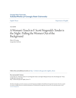A Woman`s Touch in F. Scott Fitzgerald`s Tender is the Night: Pulling