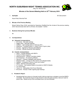 NORTH SUBURBAN NIGHT TENNIS ASSOCIATION INC.