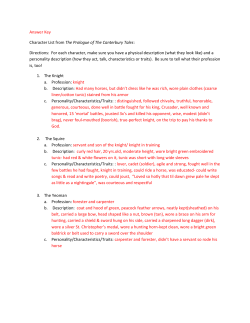 Answer Key Character List from The Prologue of The Canterbury
