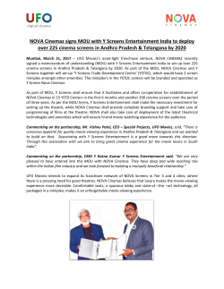 NOVA Cinemaz signs MOU with Y Screens